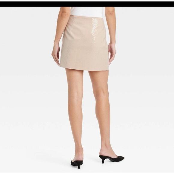 A New Day Women's Sequin Party Mini Skirt - Tan 8 NWT - Picture 2 of 6